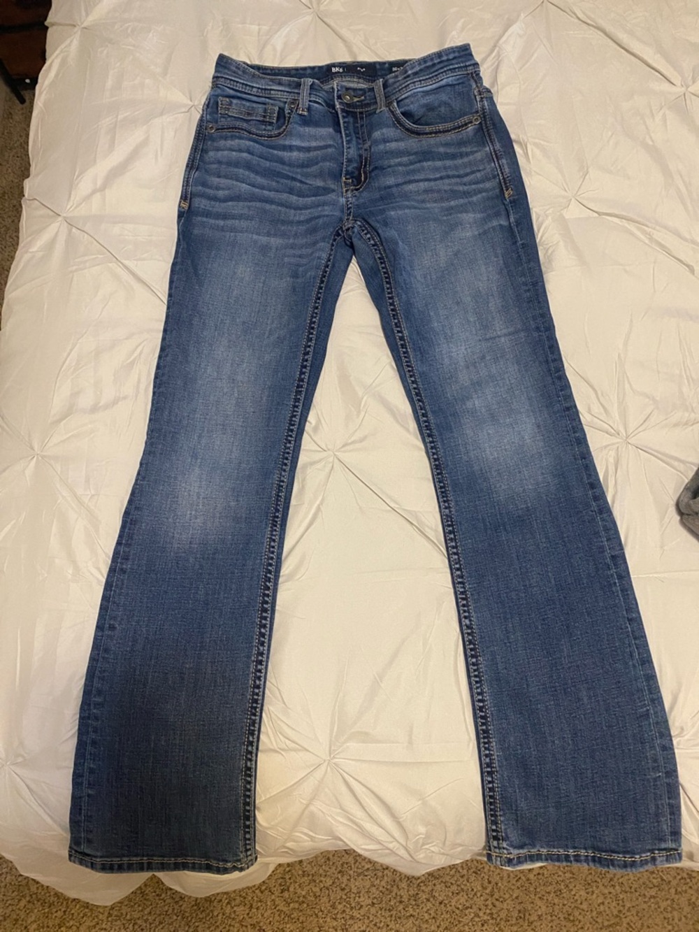 BKE Men's Medium Blue Flare Jeans - Picture 2 of 5